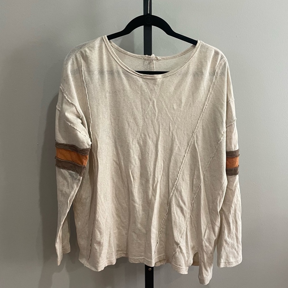 Easel Linen Cotton Blend Long Sleeve Top Size Large